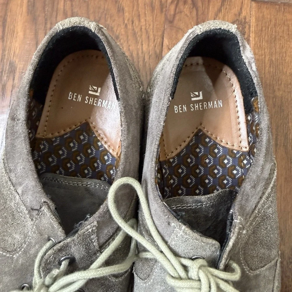 Ben Sherman Oxford Leather Wingtip Derby Dress Shoes Mens 8.5 Brown Office Suede